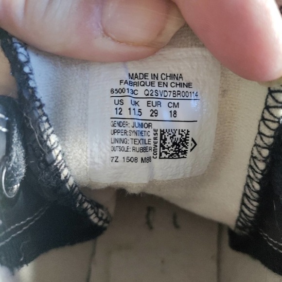 Converse All-Star Chuck Taylor black rubber sides hi-tops child size 12 - Picture 6 of 10